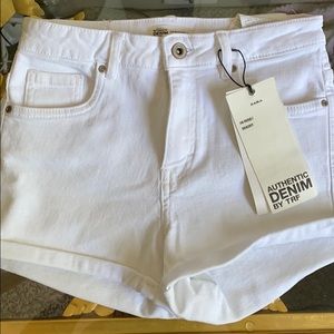 Zara Hi Rise White Denim Short NWT